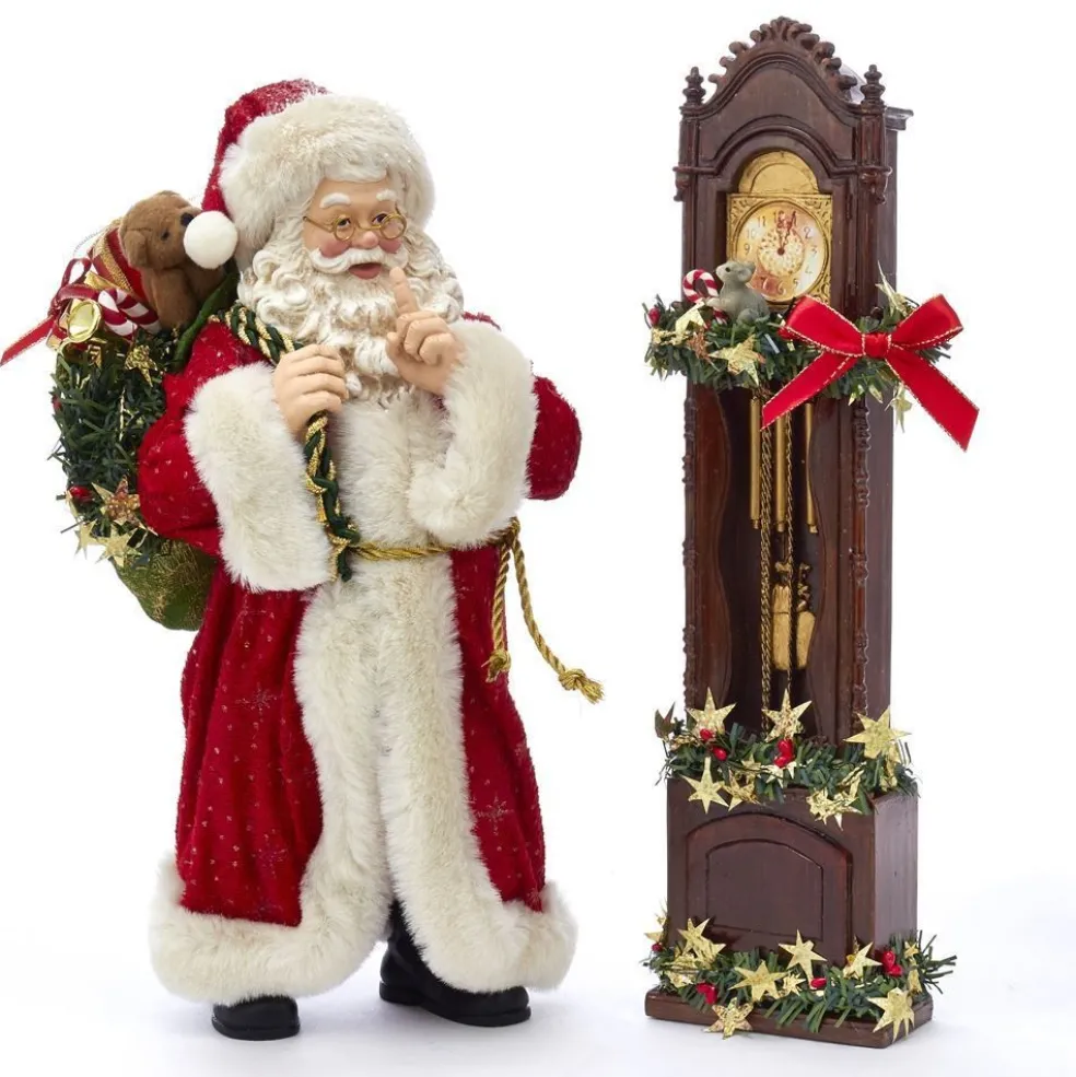 Kurt Adler Santa Claus* Nyc Fa0115 Fabriche Santa With Clock, 2-Piece Set
