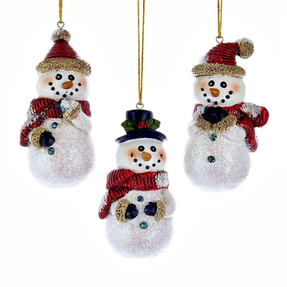 Kurt Adler Christmas Tree* Nyc J7378 Glittered Snowman Ornaments, 3 Assorted