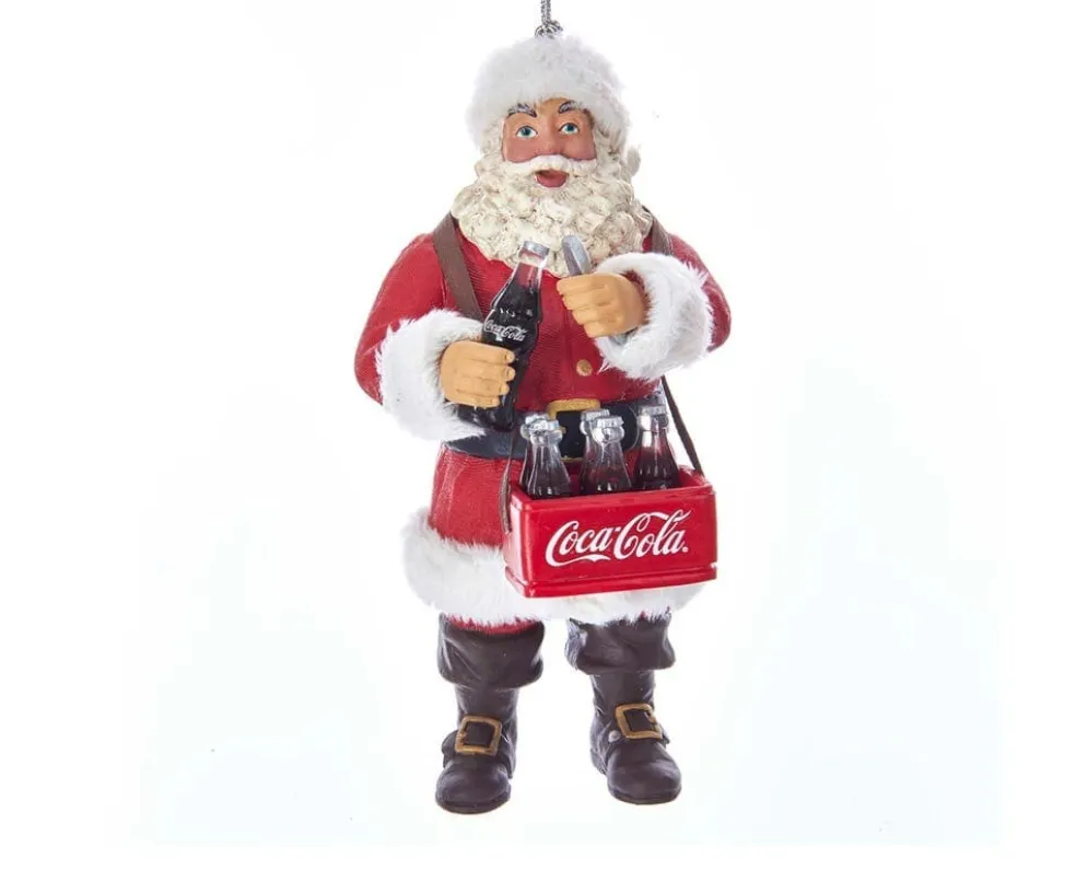 Kurt Adler Christmas Tree* Santa Opening Coke Bottle Ornament Cc9183