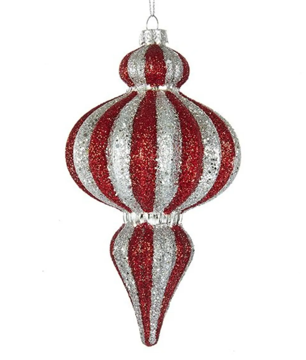 Kurt Adler Christmas Tree*Kurt S. Adler Nyc C4776 Red/Silver Molded Glass Finial