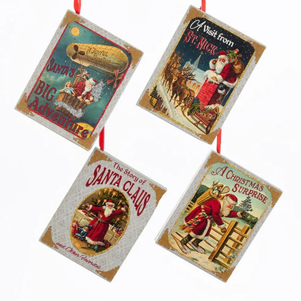 Kurt Adler Traditional*Kurt S. Adler Nyc C6853 Vintage Santa Old Fashion Book 4 Assorted