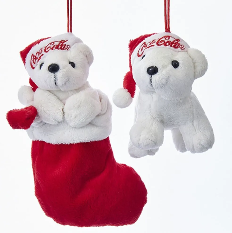 Kurt Adler Christmas Tree*Kurt S. Adler Nyc Cc7161 Coke Standing/Stocking Bear 2 Assorted