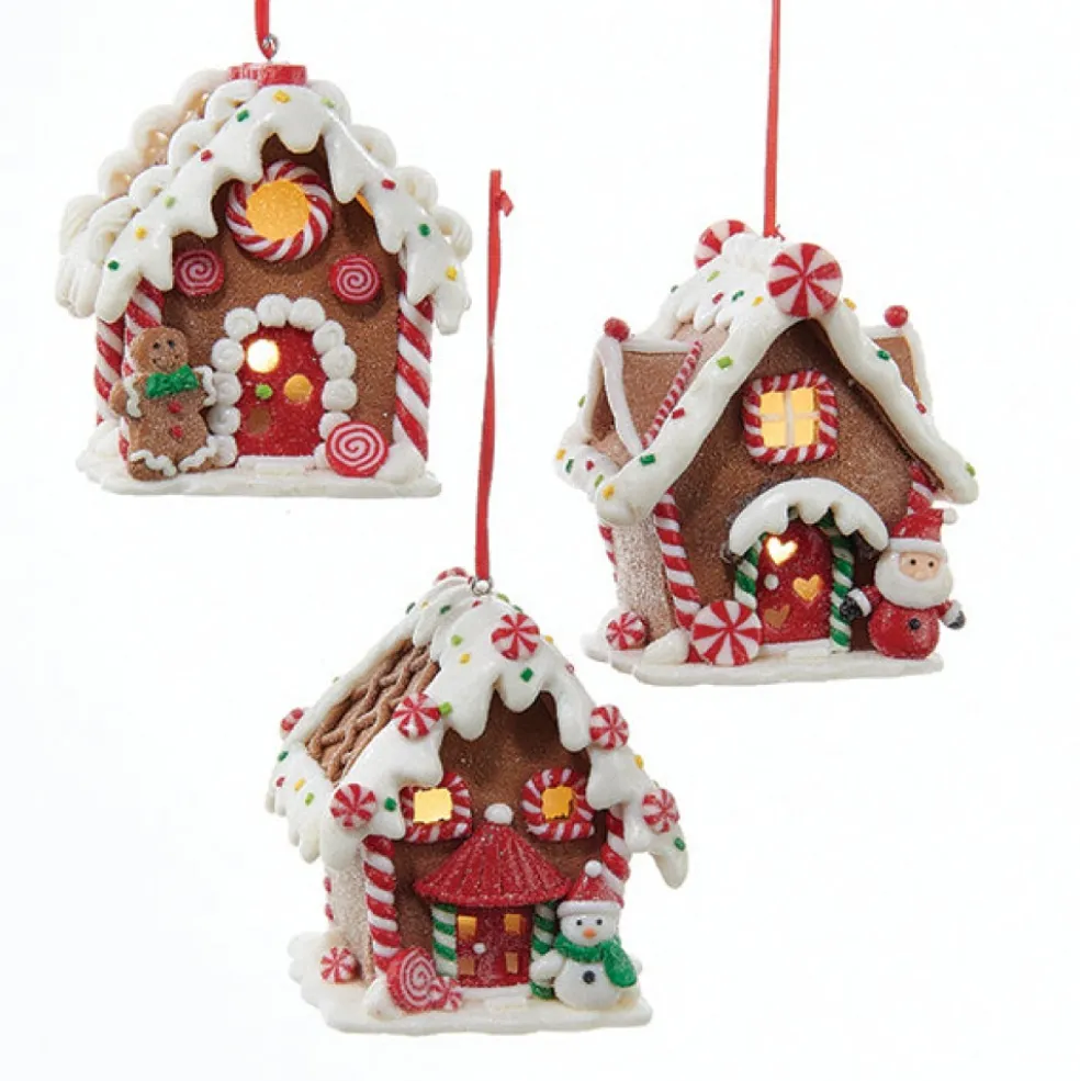 Kurt Adler Gingerbread*Kurt S. Adler Nyc D2881 Gingerbread Led House Ornament 3 Assorted