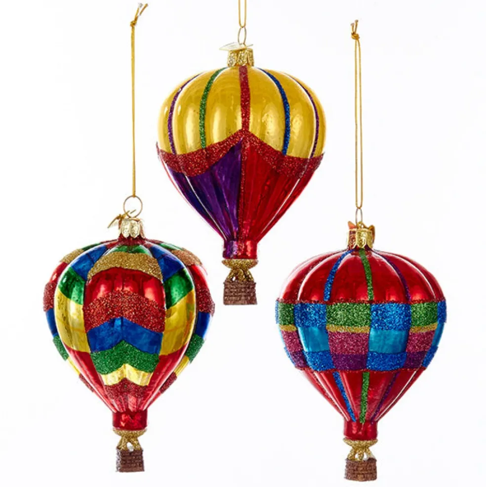 Kurt Adler Christmas Tree*Kurt S. Adler Nyc Nb1142 Noble Gems Hot Air Balloon 3 Assorted