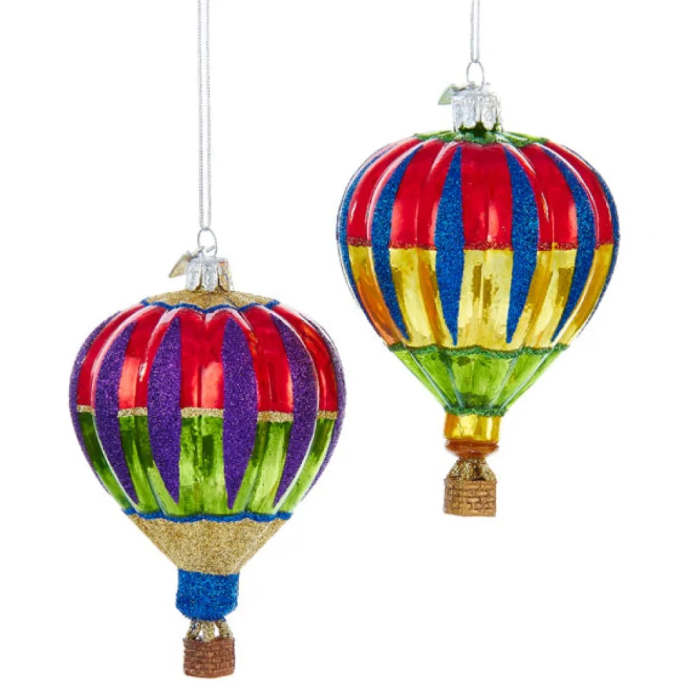 Kurt Adler Glass Baubles*Kurt S. Adler Nyc Nb1082 Noble Gems Hot Air Baloon 2 Assorted