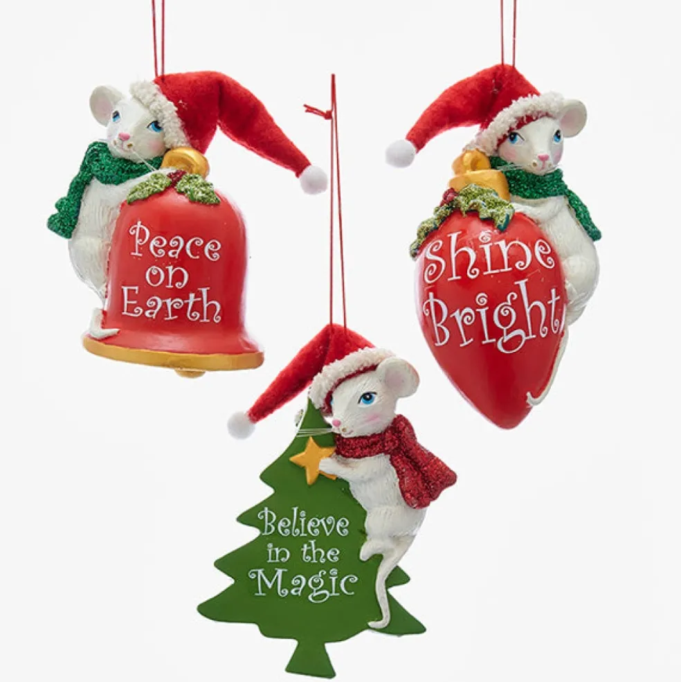 Kurt Adler Christmas Tree*Kurt S. Adler Nyc T2195 Santa Mouse Ornament 3 Assorted