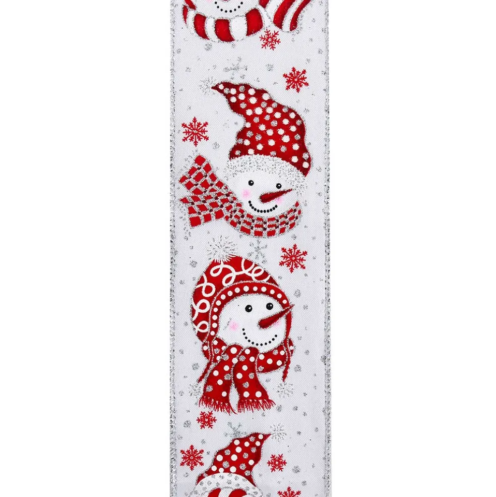 Kurt Adler Fabric*Kurt S. Adler Nyc T2215 Snowman Head Print Ribbon