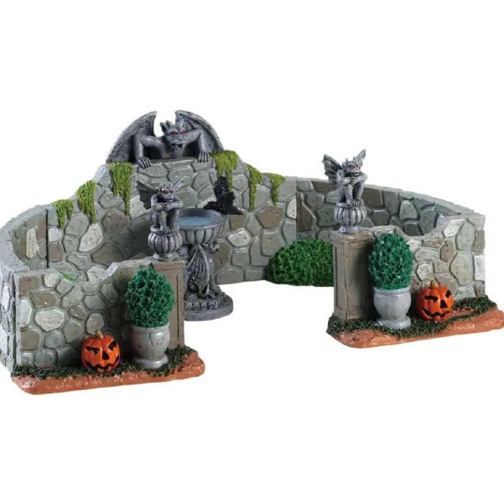 Lemax Halloween Villages* Grey Gargoyle Gardens, Set Of 6 83350 Spooky Town