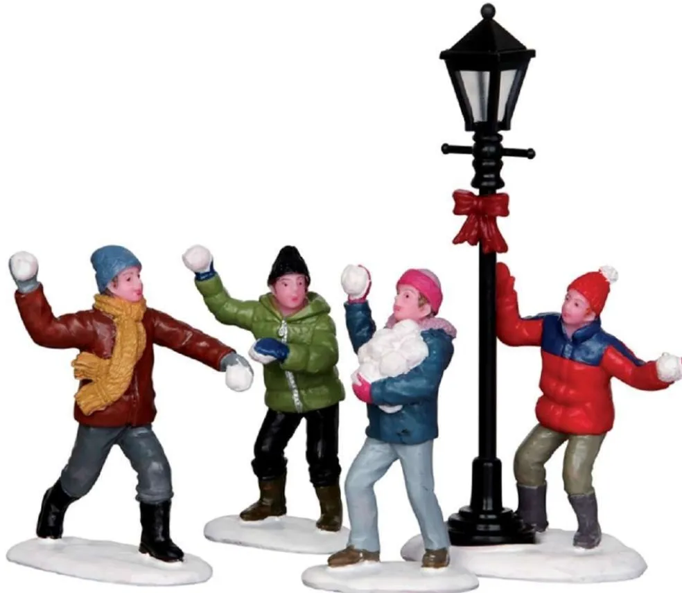 Lemax Christmas Villages* Snowball Fight Set Of 4 32133 Figurines