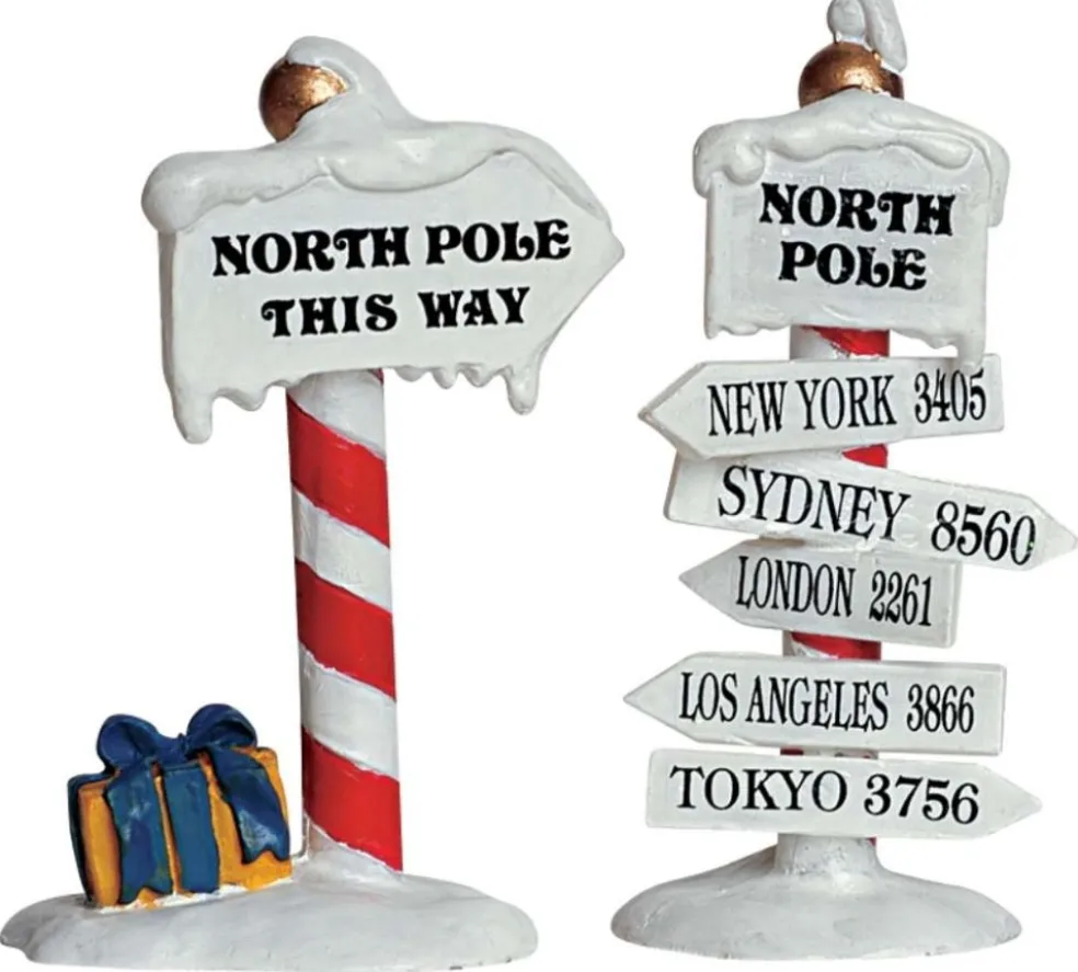 Lemax Christmas Villages* Village 64455 North Pole Signs, Set Of 2 64455