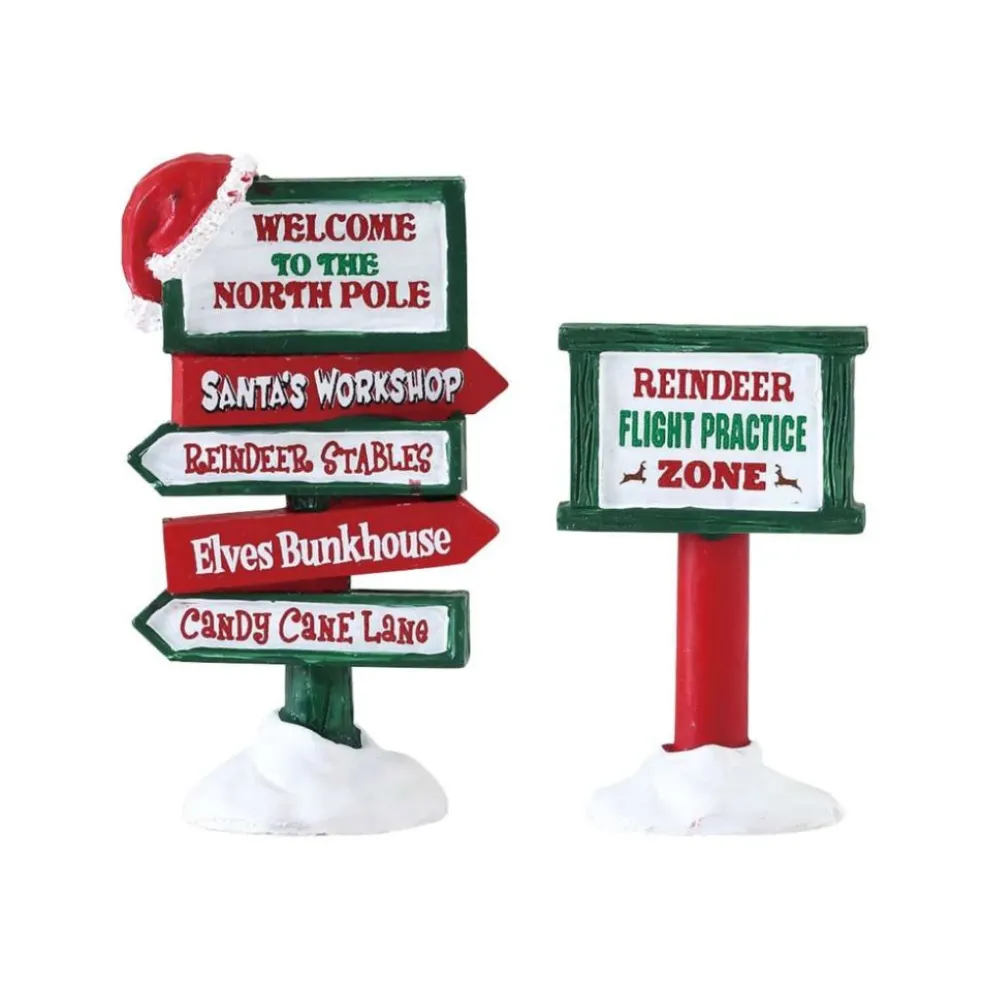 Lemax Christmas Villages* Village 74325 North Pole Signs, Set Of 2 74325