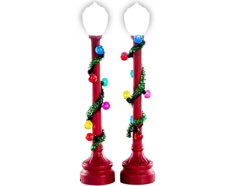 Lemax Christmas Villages* Village 74229 Red Globe Street Lamp, Set Of 2, B/O (4.5V) 74229