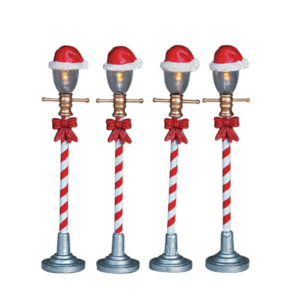 Lemax Christmas Villages* Village 64472 Santa Hat Street Lamp, Set Of 4, B/O (4.5V) 64472