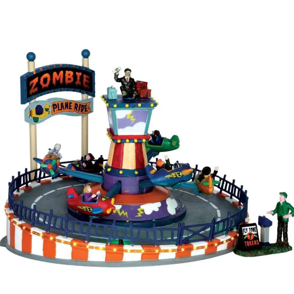 Lemax Halloween Villages* Zombie Plane Ride, With 4.5V Adaptor 64046 Spooky Town