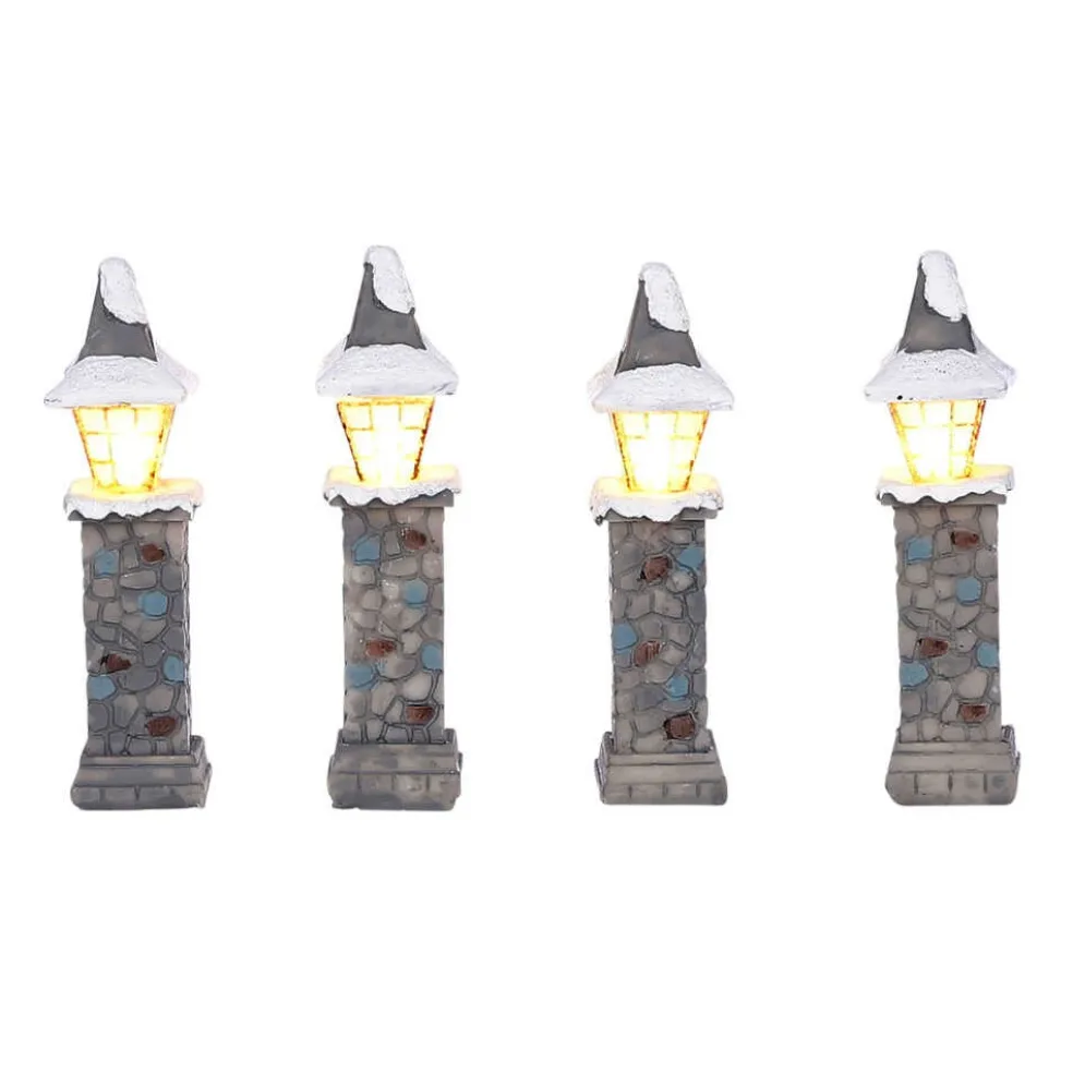 Luville Christmas Villages* Collectables Lantern On Foot 4 Pieces Battery Operated 1084284