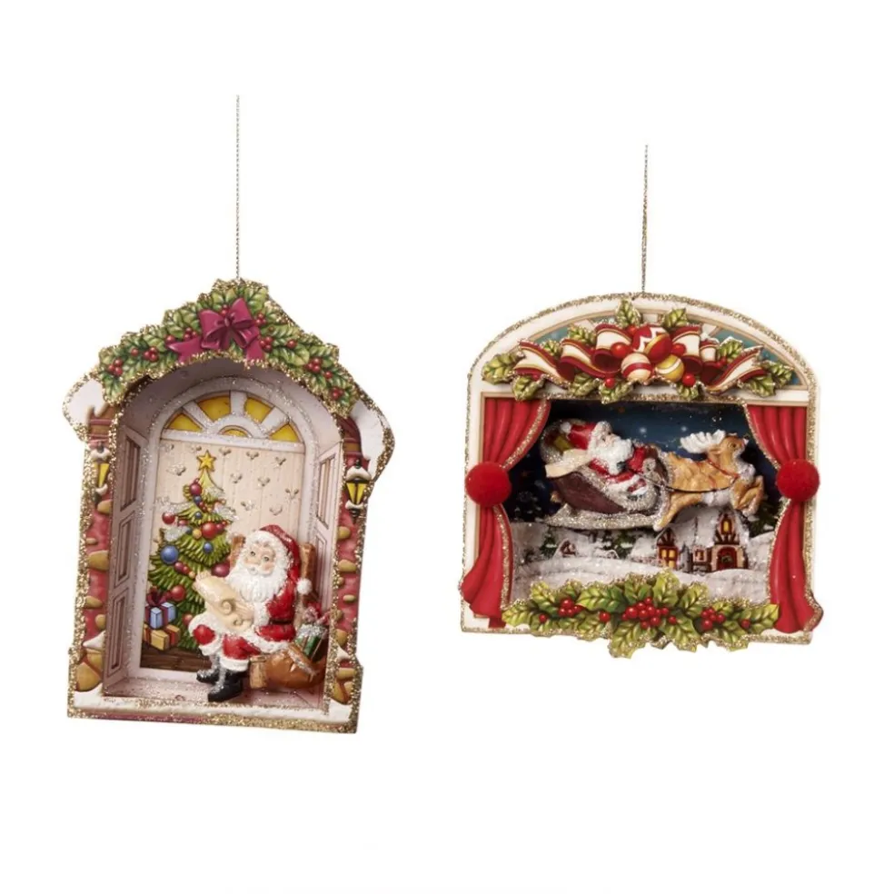 Goodwill Christmas Tree*Paper 3D Santa Scene Ornament 2 Assorted Tr 27035