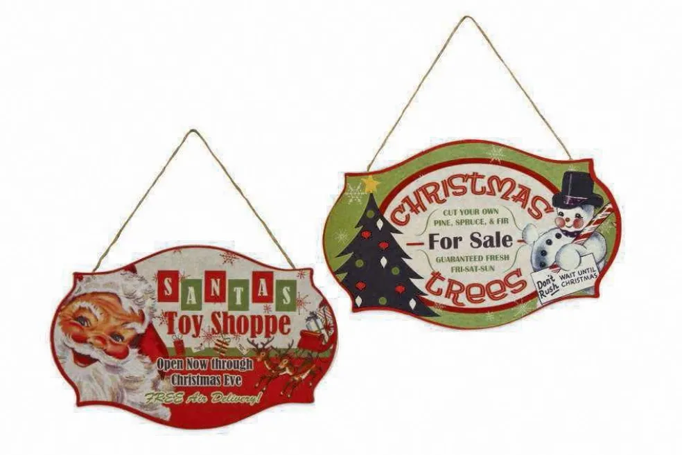 Bethany Lowe Christmas Tree*Rl7343 Retro Christmas Sign Ornament