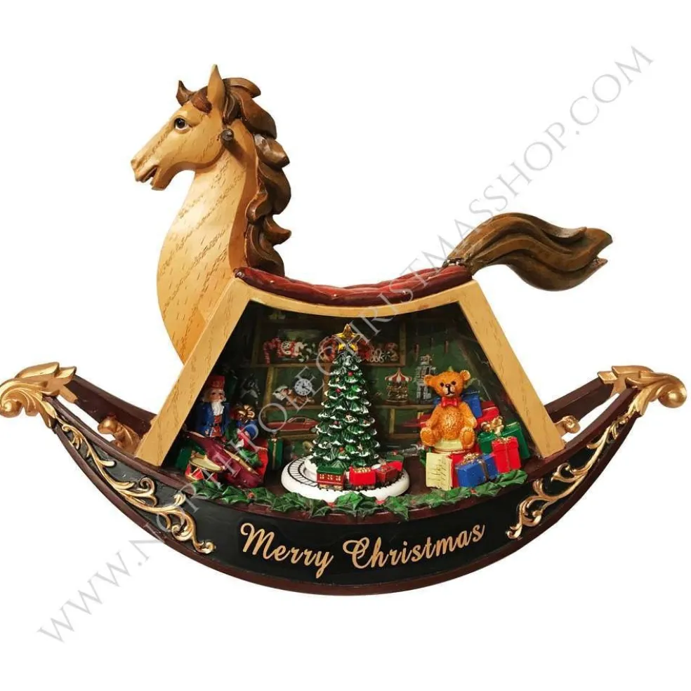 North Pole Musical*Rocking Horse Inside Scene Music Box