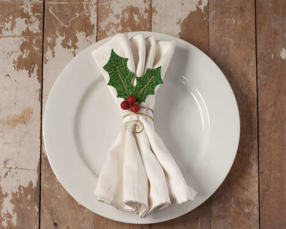Bethany Lowe Traditional*Tf8627 Holly Leaf Napkin Ring