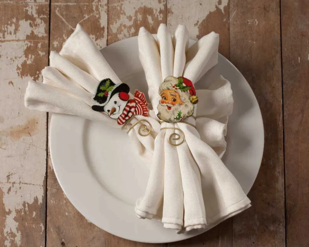 Bethany Lowe Traditional*Tf8606 Retro Xmas Napkin Ring 2 Assorted