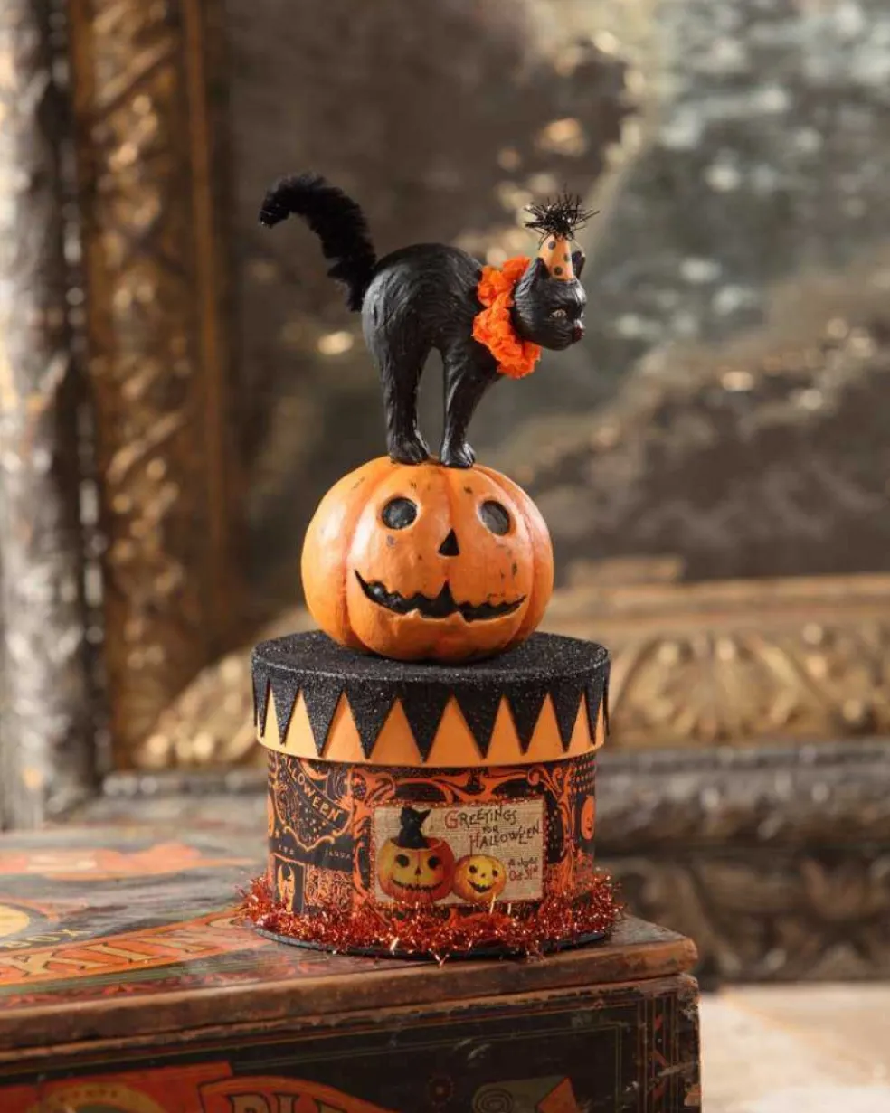 Bethany Lowe Halloween*Tp6183 Party Cat On Box Container