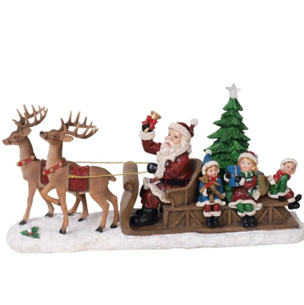 Willow Brooks Santa Claus* Secret Christmas Santa On Sleigh W/Children And 2 Reindeers